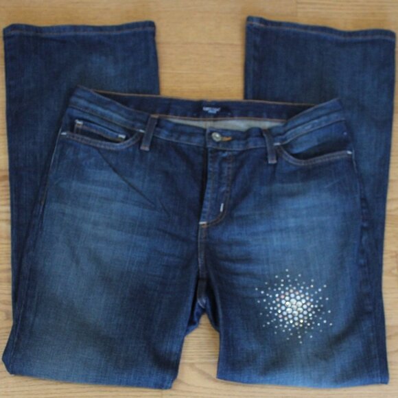 Karen Kane Denim Jeans with Rhinestone Starbursts - Picture 1 of 9